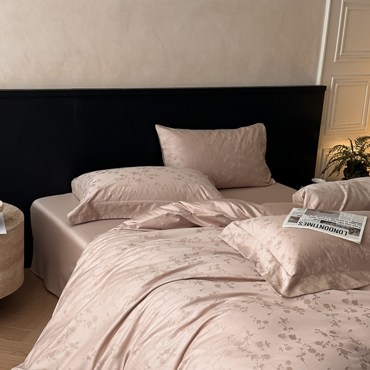 91家纺网 家纺一手货源 找家纺 涵美人家纺 2025新款长绒棉真50双股高支全棉提花四件套纯棉 诗娜107