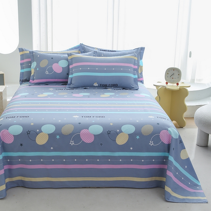 91家纺网 家纺一手货源 找家纺 优家居工厂店 2026新款13360纯棉床单单件印花全棉加厚大学生宿舍三件套 绽放星河-灰