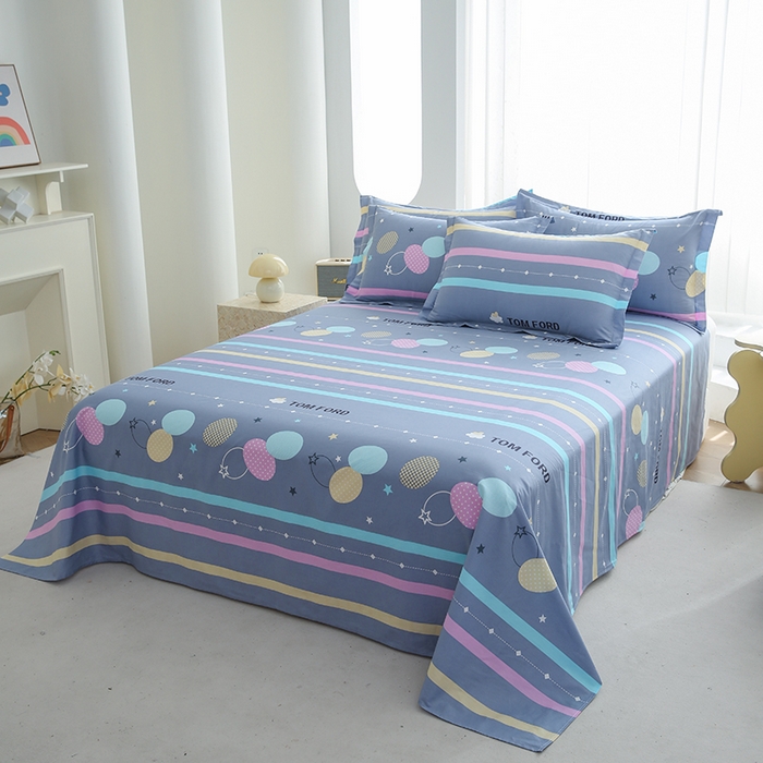 91家纺网 家纺一手货源 找家纺 优家居工厂店 2026新款13360纯棉床单单件印花全棉加厚大学生宿舍三件套 绽放星河-灰