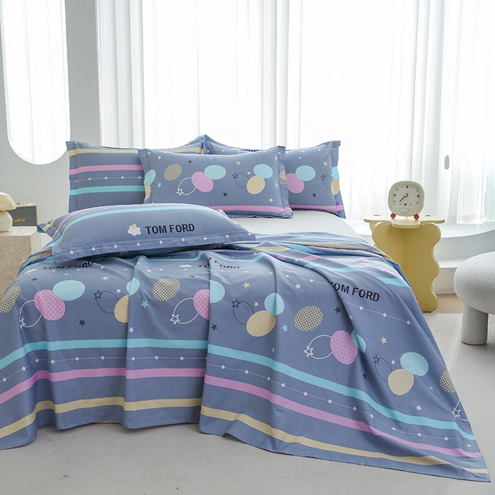 91家纺网 家纺一手货源 找家纺 优家居工厂店 2026新款13360纯棉床单单件印花全棉加厚大学生宿舍三件套 绽放星河-灰