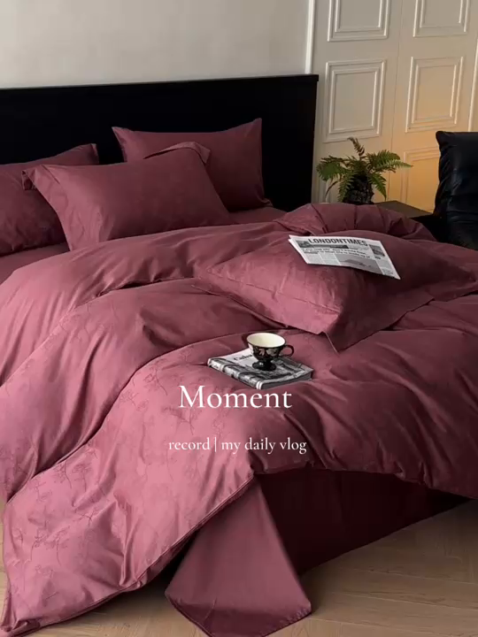 91家纺网 家纺一手货源 找家纺 涵美人家纺 2025新款长绒棉真50双股高支全棉提花四件套纯棉 恬静花开023