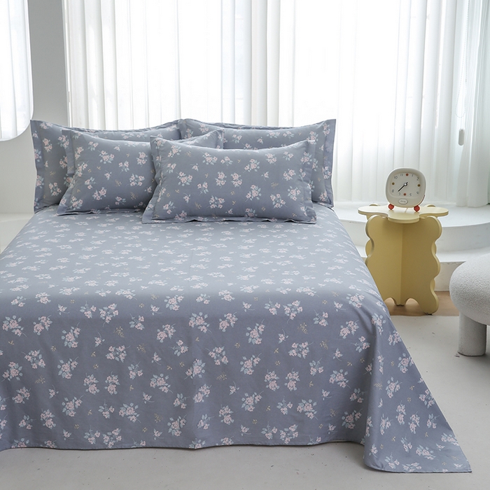 91家纺网 家纺一手货源 找家纺 优家居工厂店 2026新款13360纯棉床单单件印花全棉加厚大学生宿舍三件套 柏林花涧-蓝