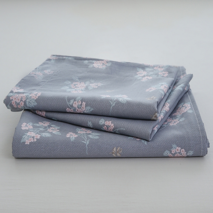 91家纺网 家纺一手货源 找家纺 优家居工厂店 2026新款13360纯棉床单单件印花全棉加厚大学生宿舍三件套 柏林花涧-蓝
