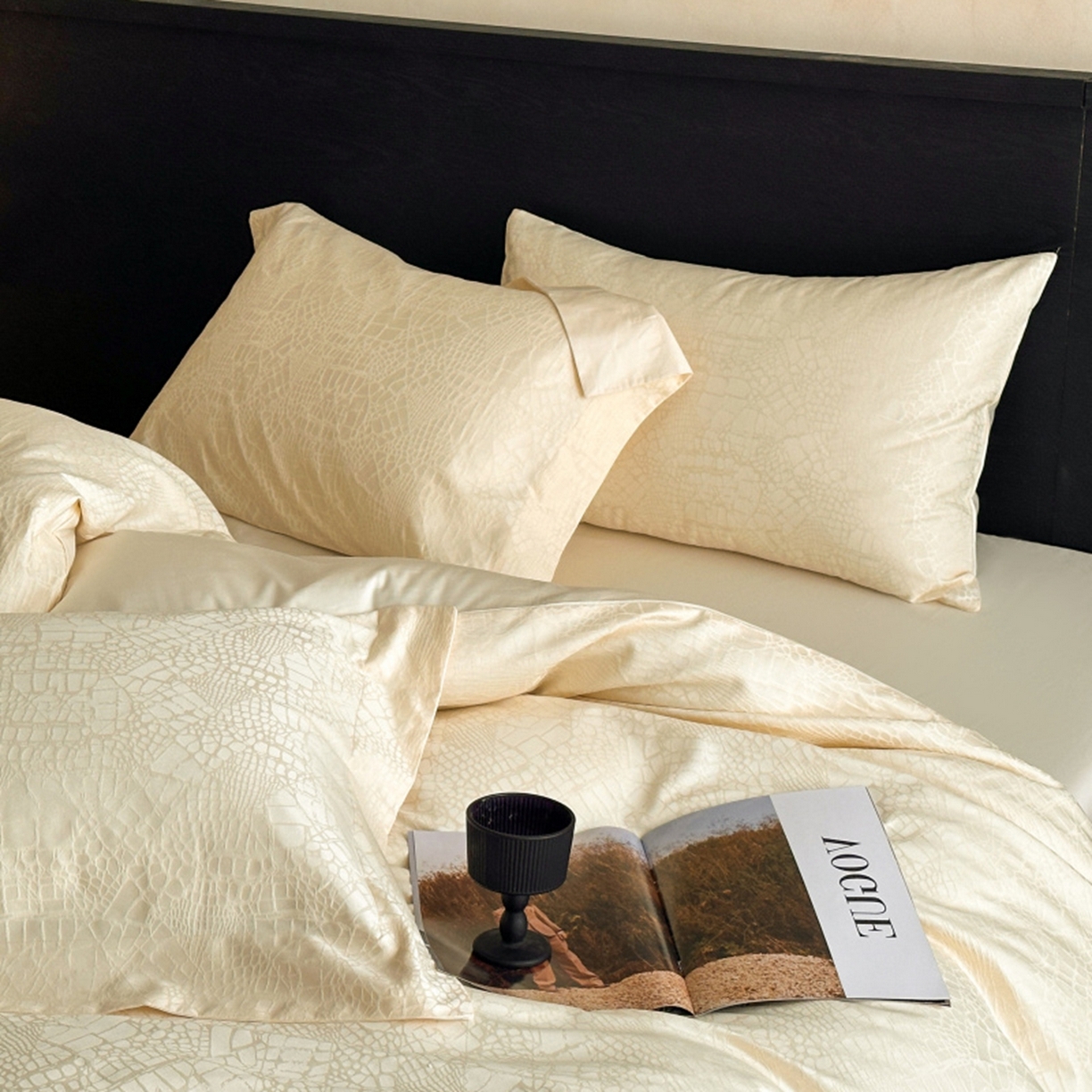 91家纺网 家纺一手货源 找家纺 涵美人家纺 2025新款长绒棉真50双股高支全棉提花四件套纯棉 喜玛034