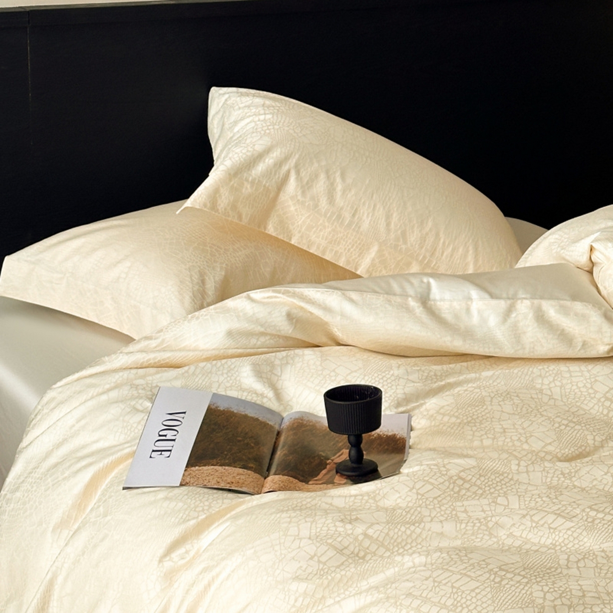 91家纺网 家纺一手货源 找家纺 涵美人家纺 2025新款长绒棉真50双股高支全棉提花四件套纯棉 喜玛034