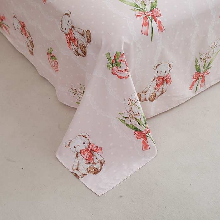 91家纺网 家纺一手货源 找家纺 优家居工厂店 2026新款13360纯棉床单单件印花全棉加厚大学生宿舍三件套 爱丽丝熊