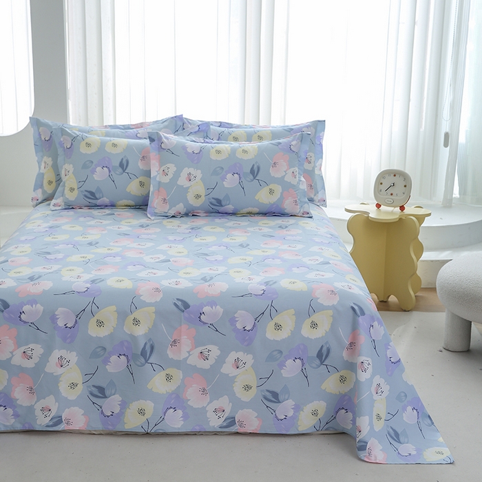 91家纺网 家纺一手货源 找家纺 优家居工厂店 2026新款13360纯棉床单单件印花全棉加厚大学生宿舍三件套 百合密语-兰