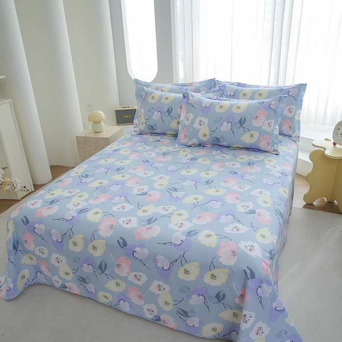 91家纺网 家纺一手货源 找家纺 优家居工厂店 2026新款13360纯棉床单单件印花全棉加厚大学生宿舍三件套 百合密语-兰