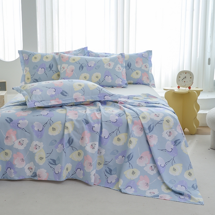 91家纺网 家纺一手货源 找家纺 优家居工厂店 2026新款13360纯棉床单单件印花全棉加厚大学生宿舍三件套 百合密语-兰