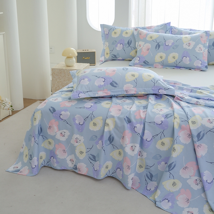 91家纺网 家纺一手货源 找家纺 优家居工厂店 2026新款13360纯棉床单单件印花全棉加厚大学生宿舍三件套 百合密语-兰