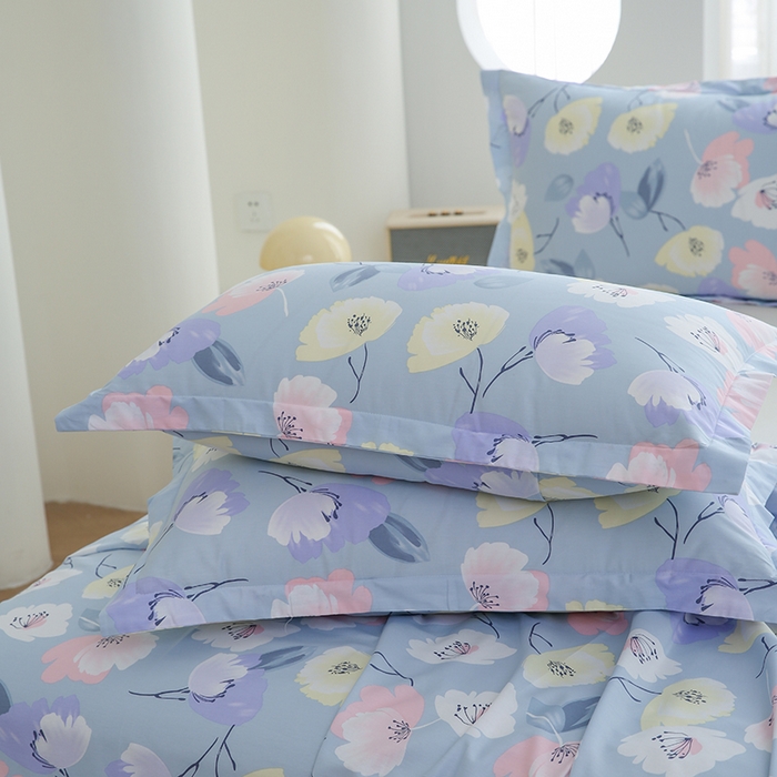 91家纺网 家纺一手货源 找家纺 优家居工厂店 2026新款13360纯棉床单单件印花全棉加厚大学生宿舍三件套 百合密语-兰