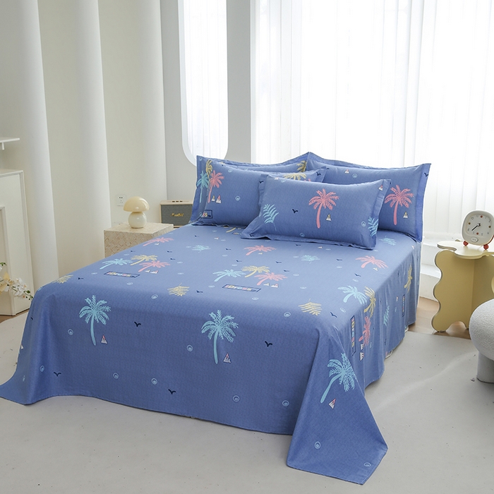 91家纺网 家纺一手货源 找家纺 优家居工厂店 2026新款13360纯棉床单单件印花全棉加厚大学生宿舍三件套 缤纷季节