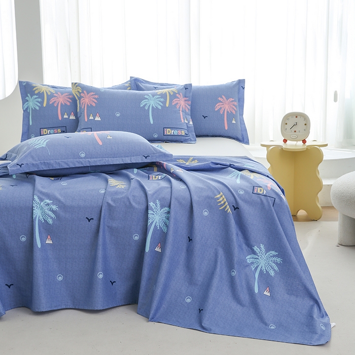 91家纺网 家纺一手货源 找家纺 优家居工厂店 2026新款13360纯棉床单单件印花全棉加厚大学生宿舍三件套 缤纷季节