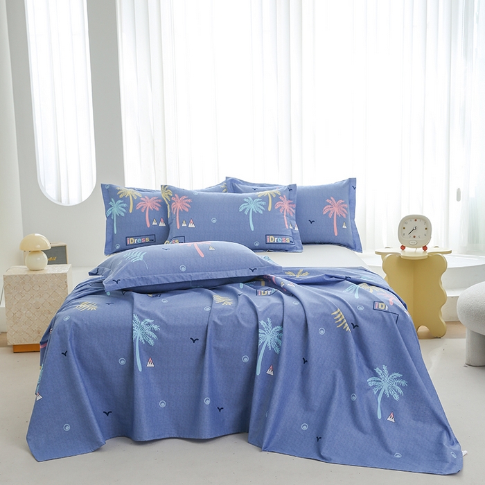 91家纺网 家纺一手货源 找家纺 优家居工厂店 2026新款13360纯棉床单单件印花全棉加厚大学生宿舍三件套 缤纷季节