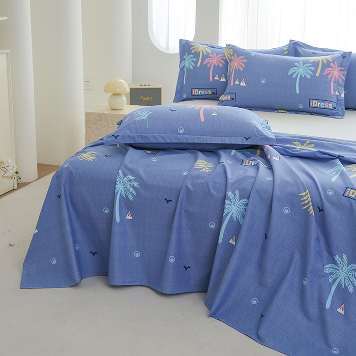 91家纺网 家纺一手货源 找家纺 优家居工厂店 2026新款13360纯棉床单单件印花全棉加厚大学生宿舍三件套 缤纷季节