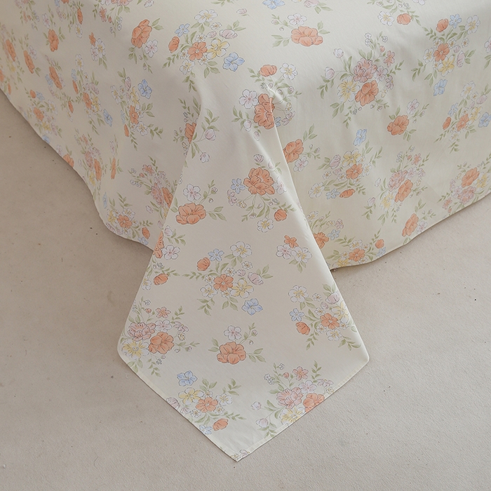 91家纺网 家纺一手货源 找家纺 优家居工厂店 2026新款13360纯棉床单单件印花全棉加厚大学生宿舍三件套 春日恋歌