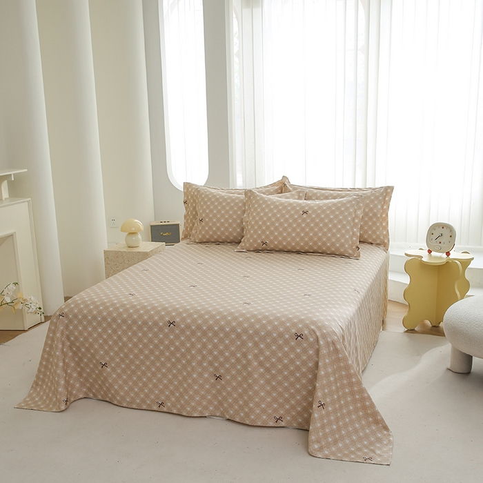 91家纺网 家纺一手货源 找家纺 优家居工厂店 2026新款13360纯棉床单单件印花全棉加厚大学生宿舍三件套 黛丽丝