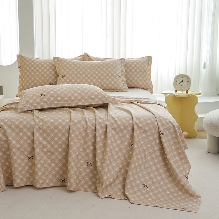 91家纺网 家纺一手货源 找家纺 优家居工厂店 2026新款13360纯棉床单单件印花全棉加厚大学生宿舍三件套 黛丽丝