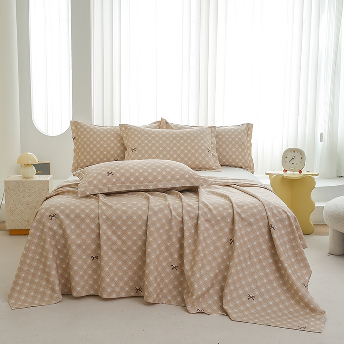 91家纺网 家纺一手货源 找家纺 优家居工厂店 2026新款13360纯棉床单单件印花全棉加厚大学生宿舍三件套 黛丽丝