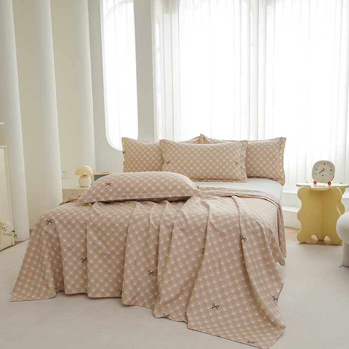 91家纺网 家纺一手货源 找家纺 优家居工厂店 2026新款13360纯棉床单单件印花全棉加厚大学生宿舍三件套 黛丽丝