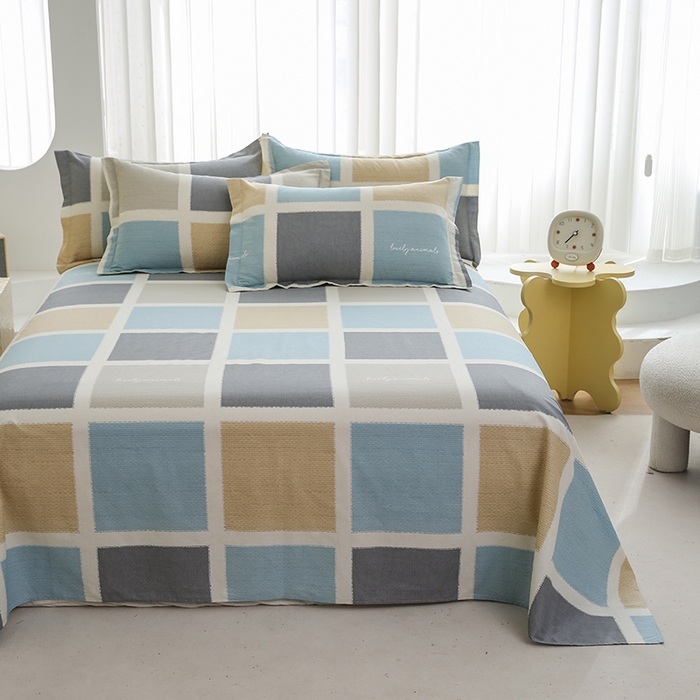 91家纺网 家纺一手货源 找家纺 优家居工厂店 2026新款13360纯棉床单单件印花全棉加厚大学生宿舍三件套 范特西