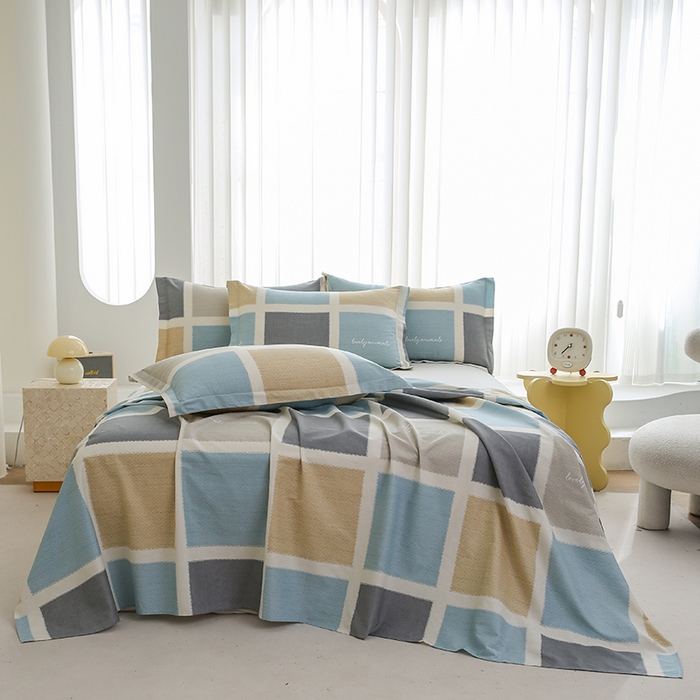 91家纺网 家纺一手货源 找家纺 优家居工厂店 2026新款13360纯棉床单单件印花全棉加厚大学生宿舍三件套 范特西