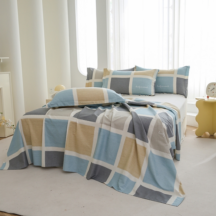 91家纺网 家纺一手货源 找家纺 优家居工厂店 2026新款13360纯棉床单单件印花全棉加厚大学生宿舍三件套 范特西