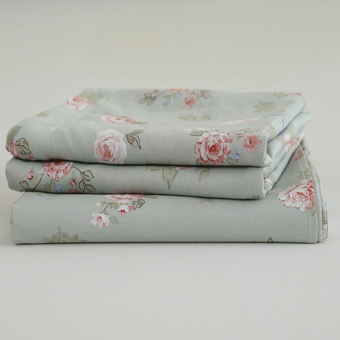 91家纺网 家纺一手货源 找家纺 优家居工厂店 2026新款13360纯棉床单单件印花全棉加厚大学生宿舍三件套 古香雅韵-绿