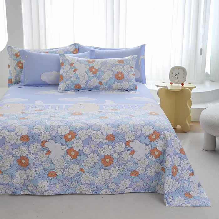 91家纺网 家纺一手货源 找家纺 优家居工厂店 2026新款13360纯棉床单单件印花全棉加厚大学生宿舍三件套 憨憨熊