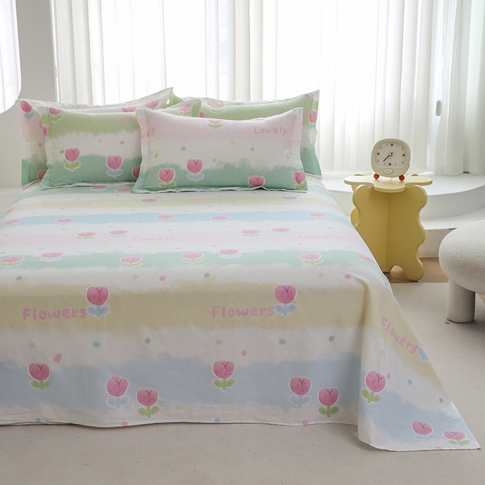 91家纺网 家纺一手货源 找家纺 优家居工厂店 2026新款13360纯棉床单单件印花全棉加厚大学生宿舍三件套 禾郁