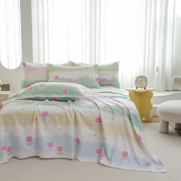 91家纺网 家纺一手货源 找家纺 优家居工厂店 2026新款13360纯棉床单单件印花全棉加厚大学生宿舍三件套 禾郁