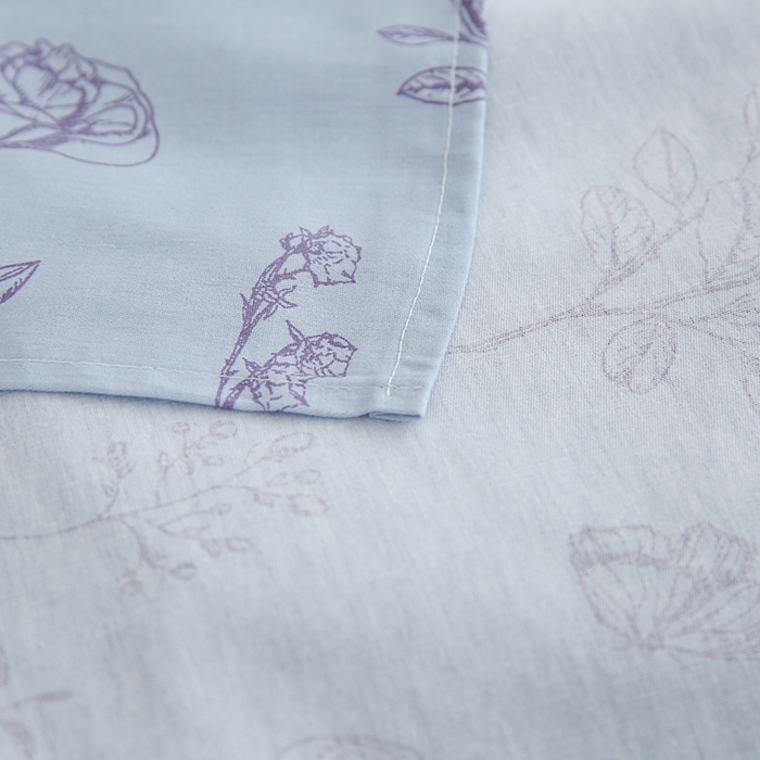 91家纺网 家纺一手货源 找家纺 优家居工厂店 2026新款13360纯棉床单单件印花全棉加厚大学生宿舍三件套 花草集-蓝