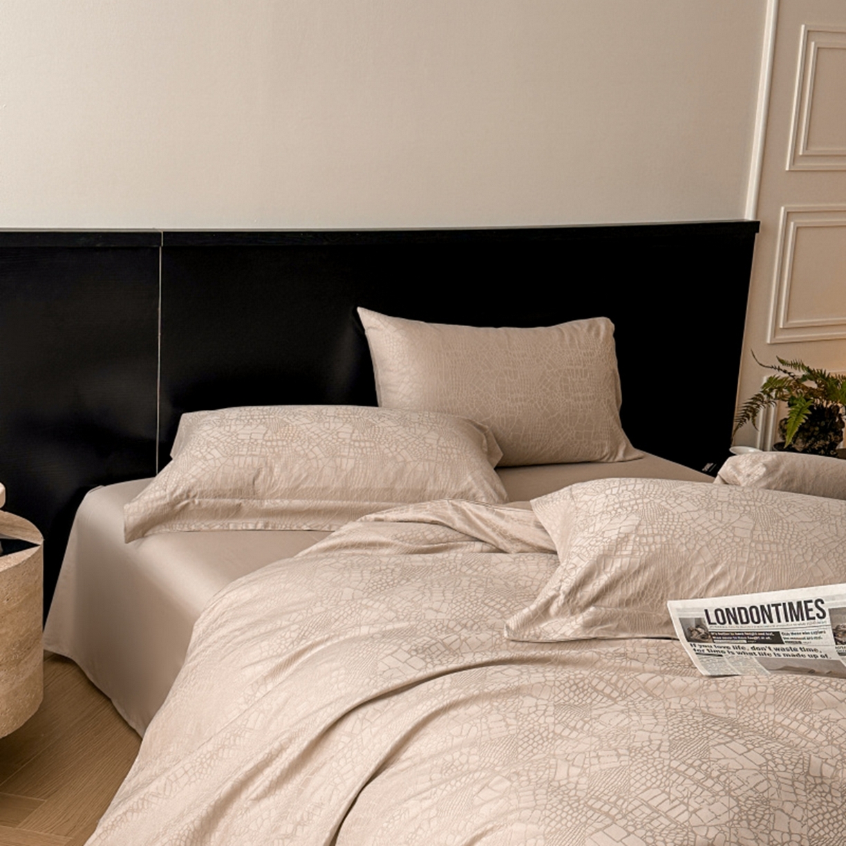 91家纺网 家纺一手货源 找家纺 涵美人家纺 2025新款长绒棉真50双股高支全棉提花四件套纯棉 喜玛125