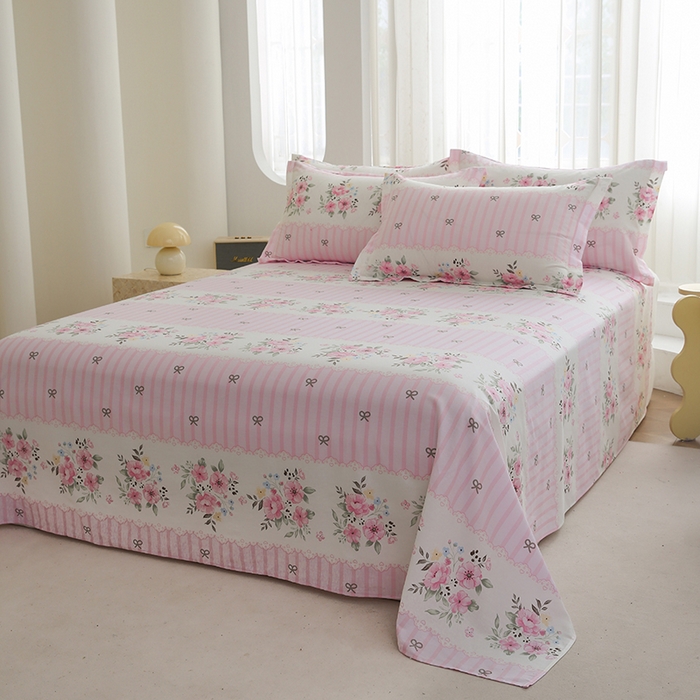 91家纺网 家纺一手货源 找家纺 优家居工厂店 2026新款13360纯棉床单单件印花全棉加厚大学生宿舍三件套 花香语意