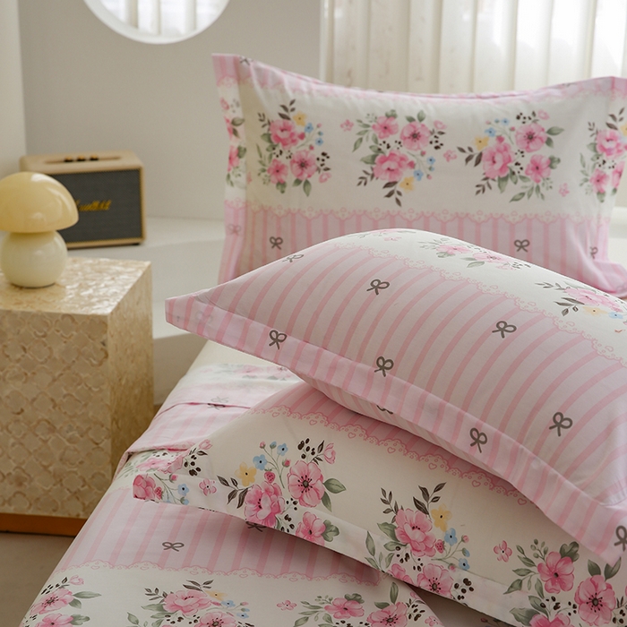 91家纺网 家纺一手货源 找家纺 优家居工厂店 2026新款13360纯棉床单单件印花全棉加厚大学生宿舍三件套 花香语意