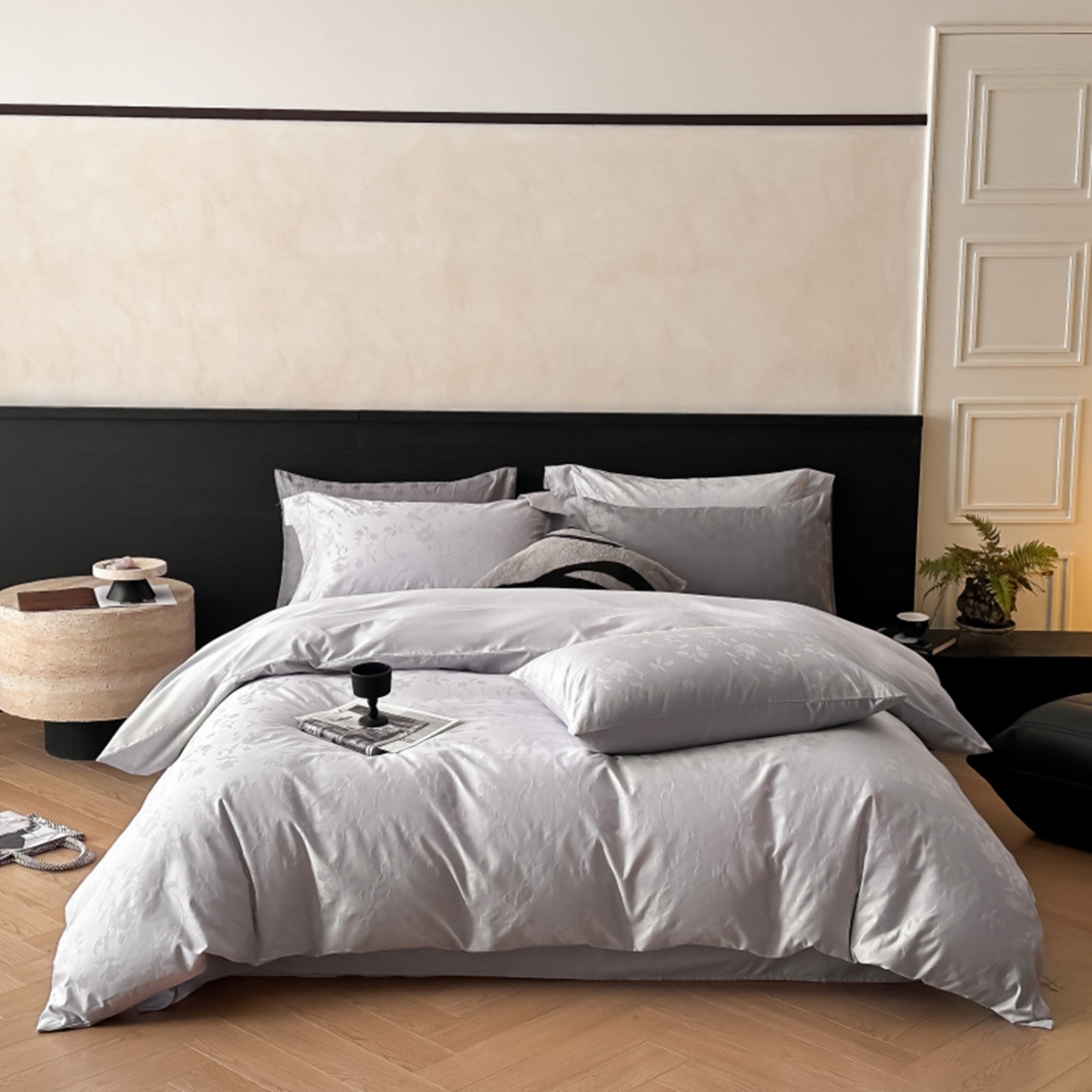 涵美人家纺 2025新款长绒棉真50双股高支全棉提花四件套纯棉 相守124