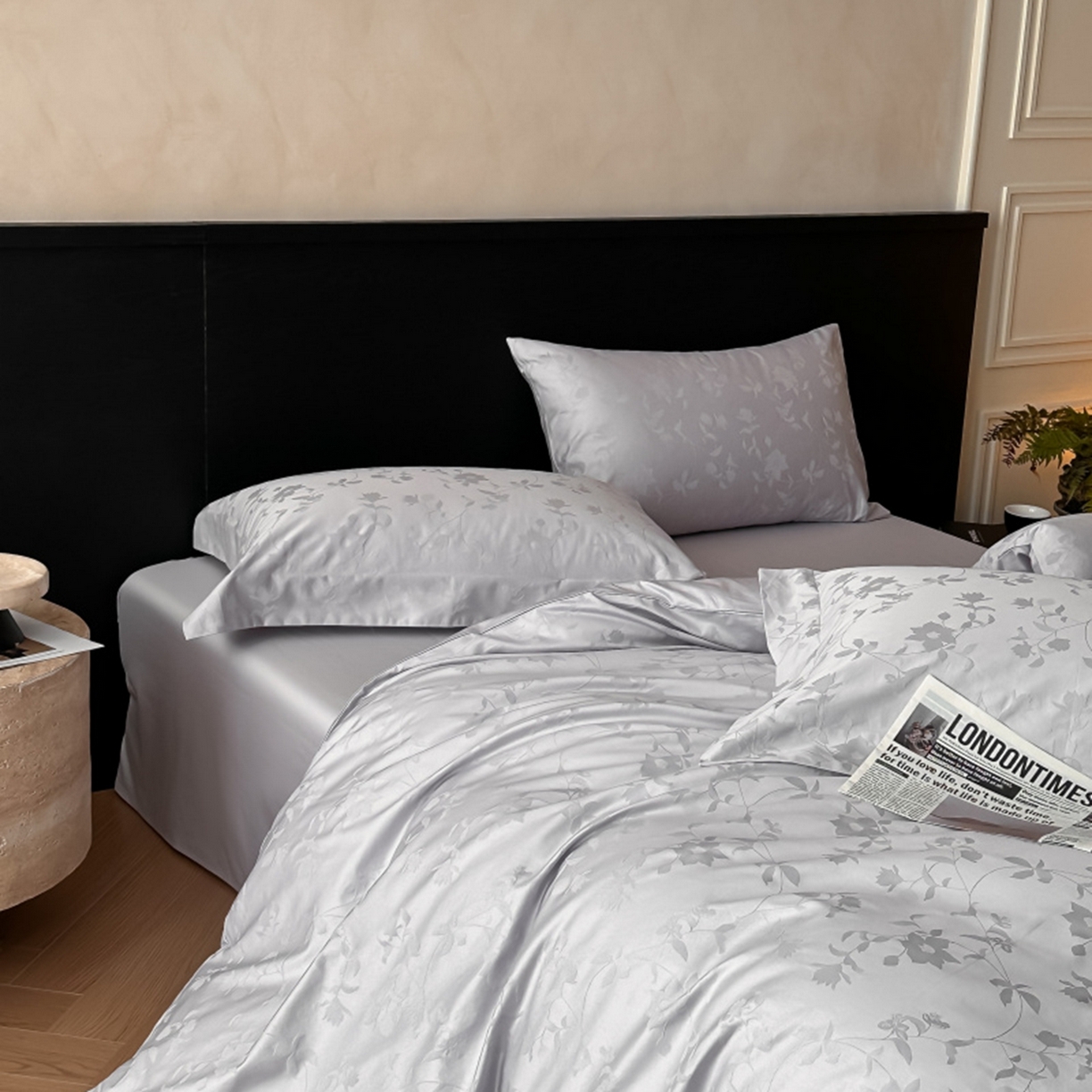 91家纺网 家纺一手货源 找家纺 涵美人家纺 2025新款长绒棉真50双股高支全棉提花四件套纯棉 相守124