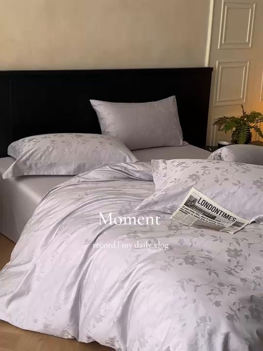 91家纺网 家纺一手货源 找家纺 涵美人家纺 2025新款长绒棉真50双股高支全棉提花四件套纯棉 相守124