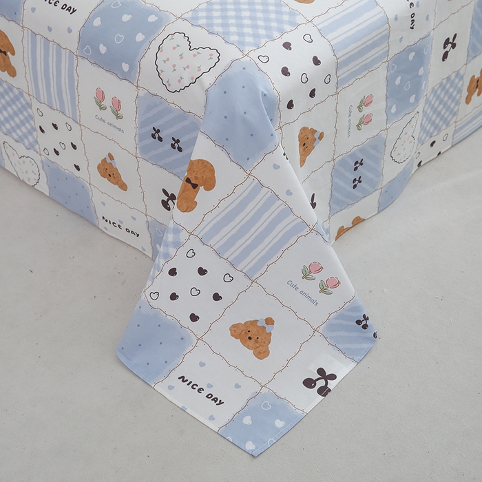 91家纺网 家纺一手货源 找家纺 优家居工厂店 2026新款13360纯棉床单单件印花全棉加厚大学生宿舍三件套 兰黛小熊