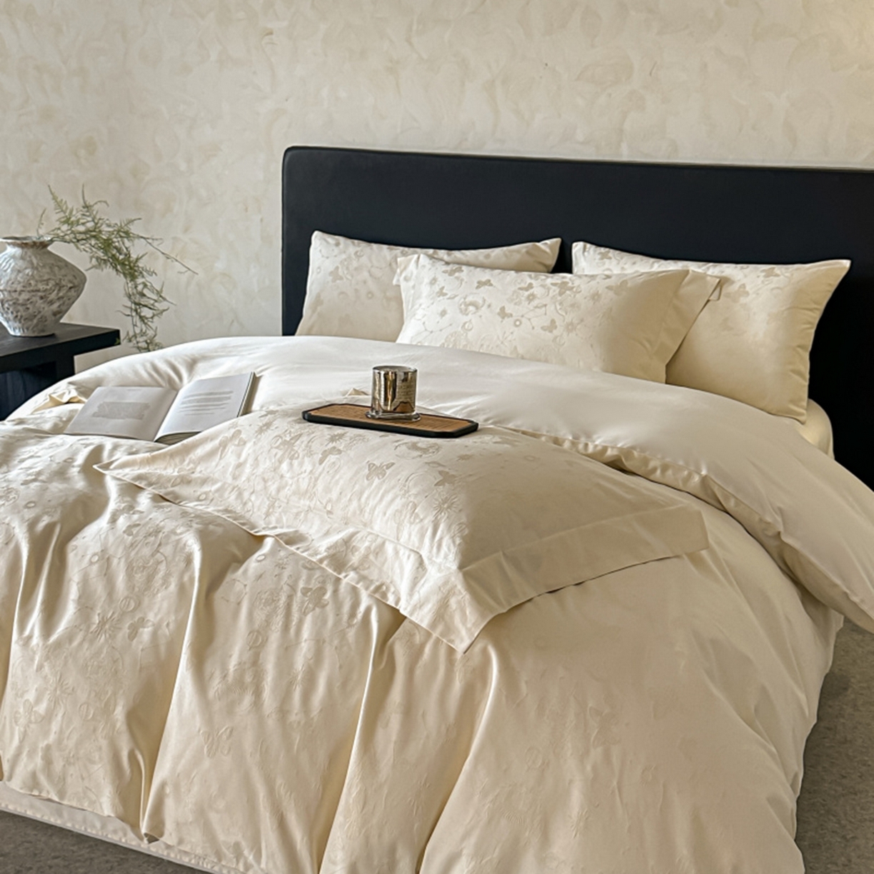 91家纺网 家纺一手货源 找家纺 涵美人家纺 2025新款长绒棉真50双股高支全棉提花四件套纯棉 星辰034