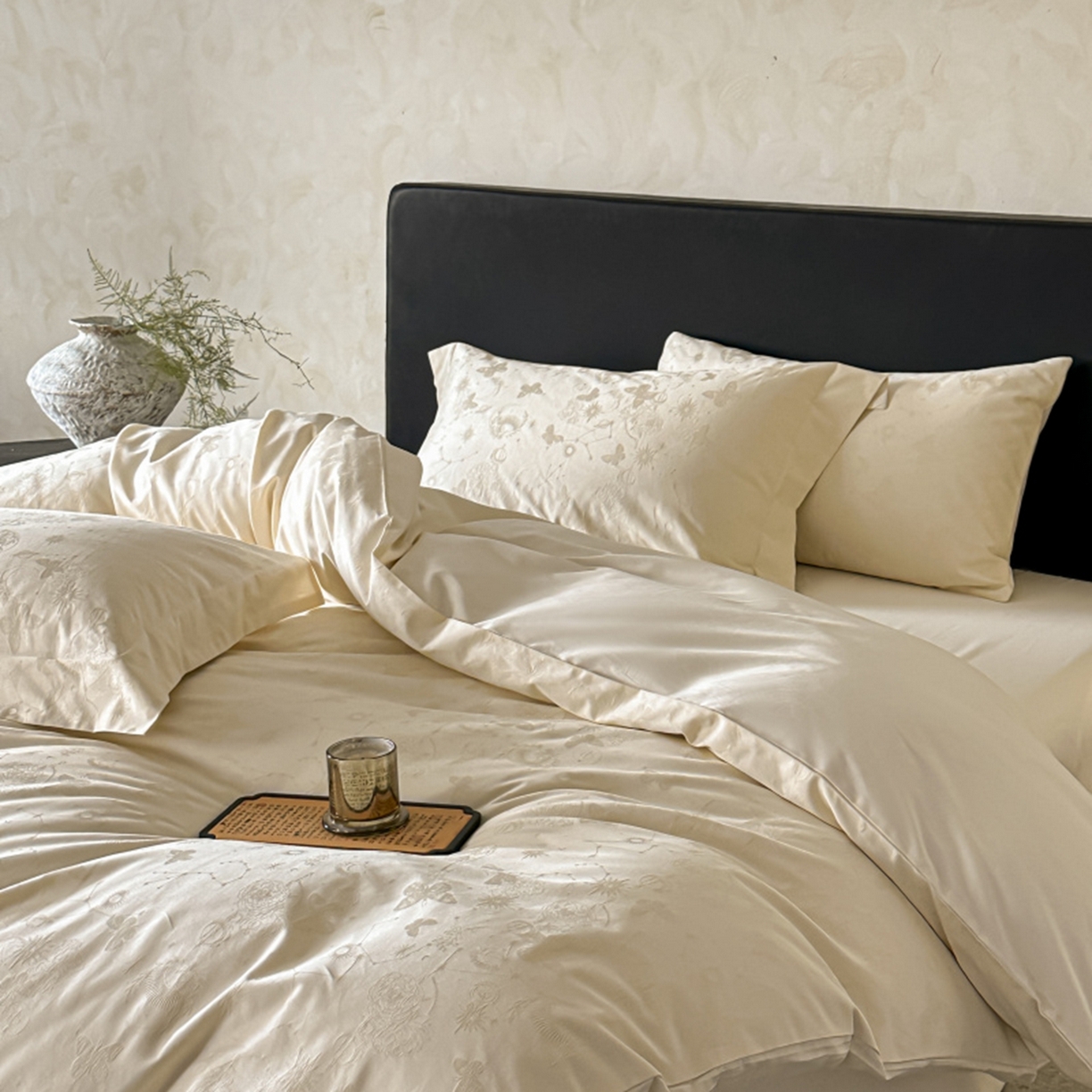 91家纺网 家纺一手货源 找家纺 涵美人家纺 2025新款长绒棉真50双股高支全棉提花四件套纯棉 星辰034