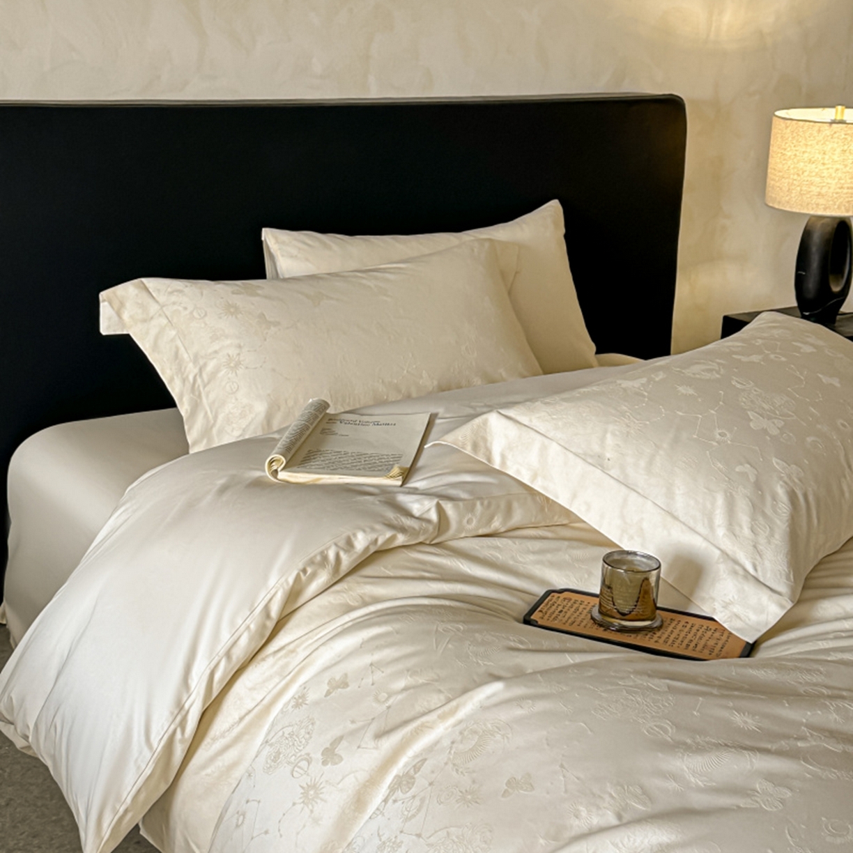 91家纺网 家纺一手货源 找家纺 涵美人家纺 2025新款长绒棉真50双股高支全棉提花四件套纯棉 星辰034