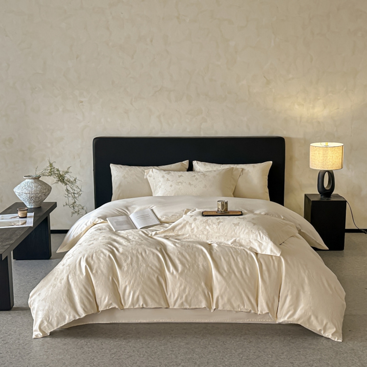 涵美人家纺 2025新款长绒棉真50双股高支全棉提花四件套纯棉 星辰034