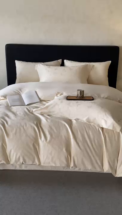 91家纺网 家纺一手货源 找家纺 涵美人家纺 2025新款长绒棉真50双股高支全棉提花四件套纯棉 星辰034