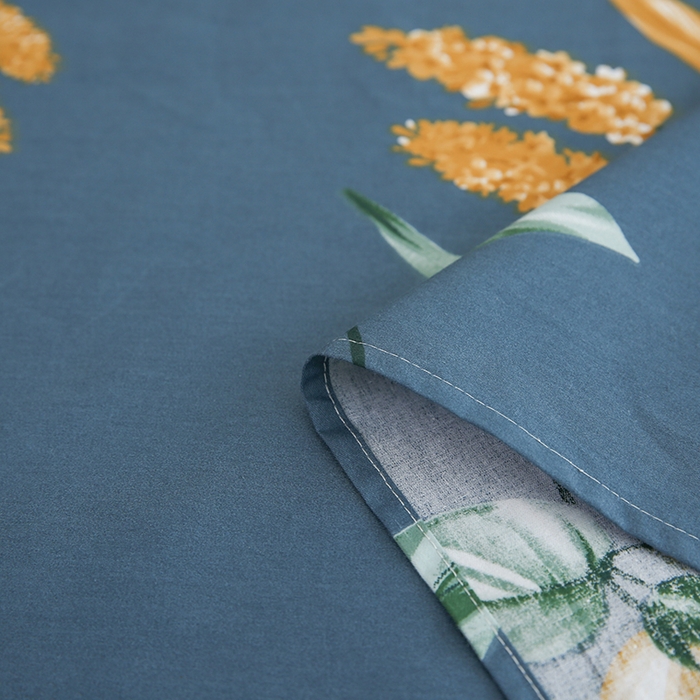 91家纺网 家纺一手货源 找家纺 优家居工厂店 2026新款13360纯棉床单单件印花全棉加厚大学生宿舍三件套 蓝韵叶影