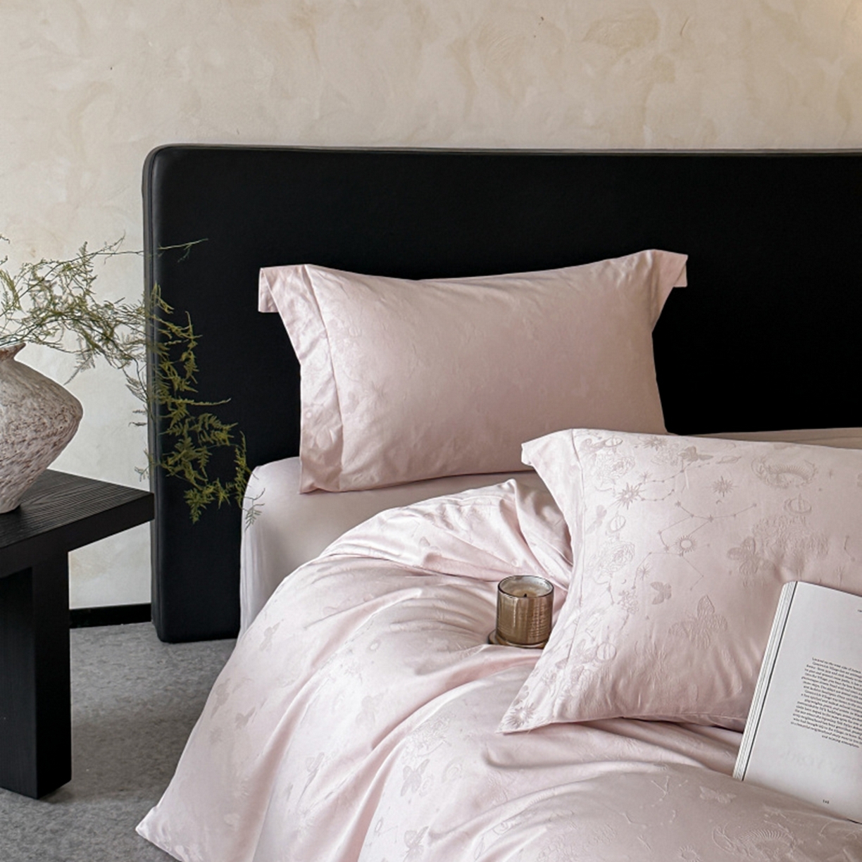 91家纺网 家纺一手货源 找家纺 涵美人家纺 2025新款长绒棉真50双股高支全棉提花四件套纯棉 星辰123