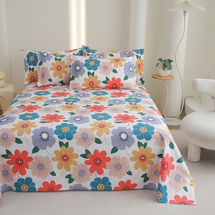 91家纺网 家纺一手货源 找家纺 优家居工厂店 2026新款13360纯棉床单单件印花全棉加厚大学生宿舍三件套 留恋花梦