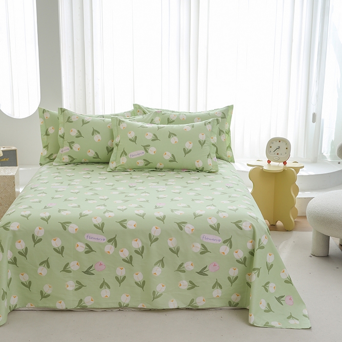 91家纺网 家纺一手货源 找家纺 优家居工厂店 2026新款13360纯棉床单单件印花全棉加厚大学生宿舍三件套 暖阳朵