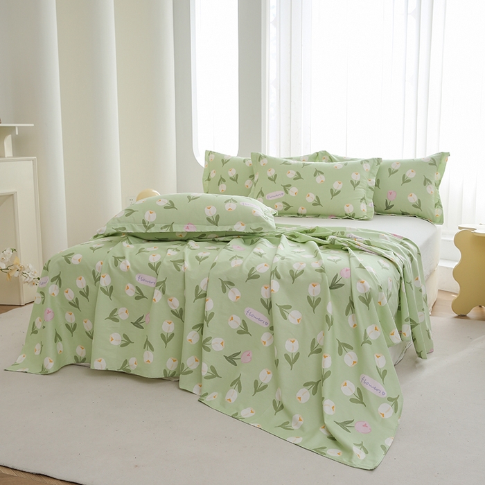 91家纺网 家纺一手货源 找家纺 优家居工厂店 2026新款13360纯棉床单单件印花全棉加厚大学生宿舍三件套 暖阳朵