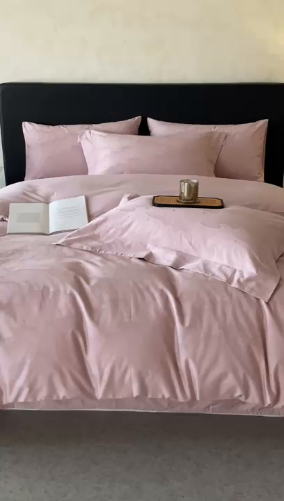 91家纺网 家纺一手货源 找家纺 涵美人家纺 2025新款长绒棉真50双股高支全棉提花四件套纯棉 星雨022